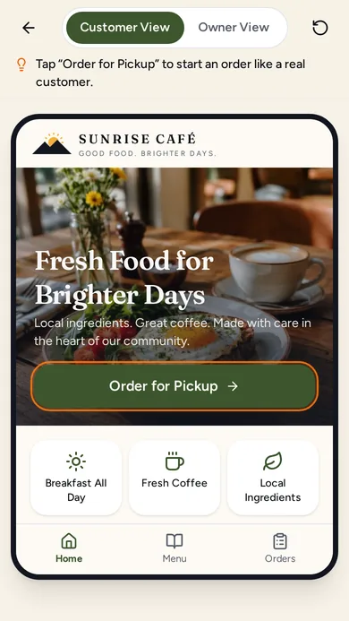 Sunrise Café — Online Ordering